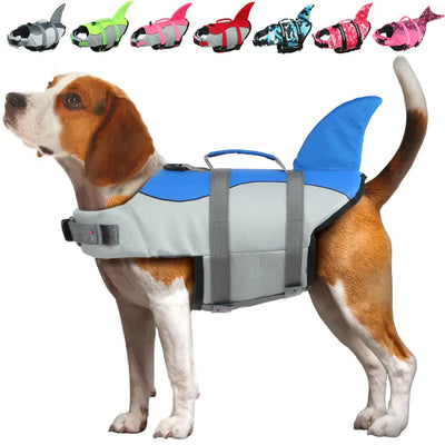 EMUST Blue Shark Fin Dog Swim Vest - Small